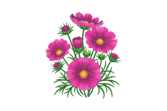 Cosmos Flowers Embroidery Design