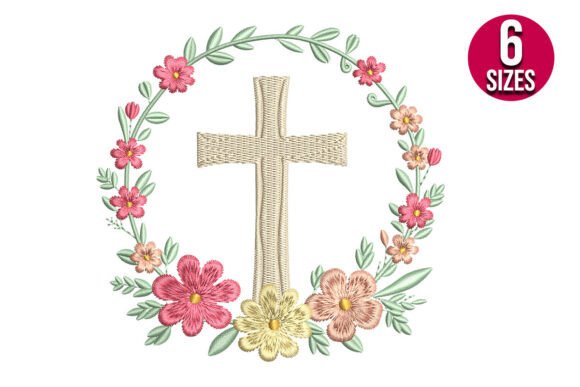 Cross with Floral Wreath