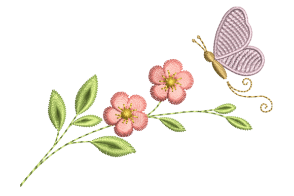 Delicate Floral Branch with Butterfly