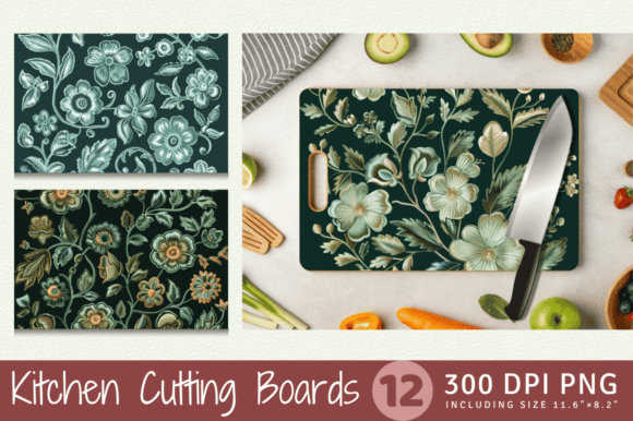 Dusty Green Floral Embroidery Cutting Bo