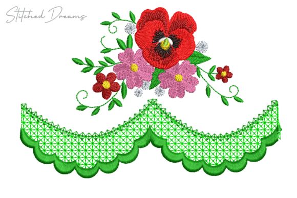 Elegant Floral Border Embroidery Design