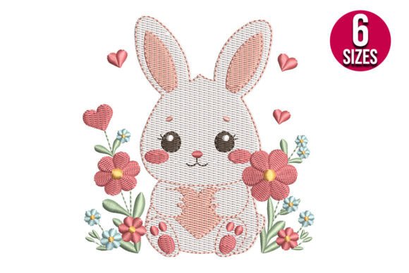 Floral Baby Bunny with Hearts