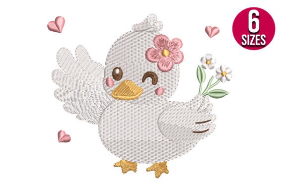 Floral Baby Duck with Hearts