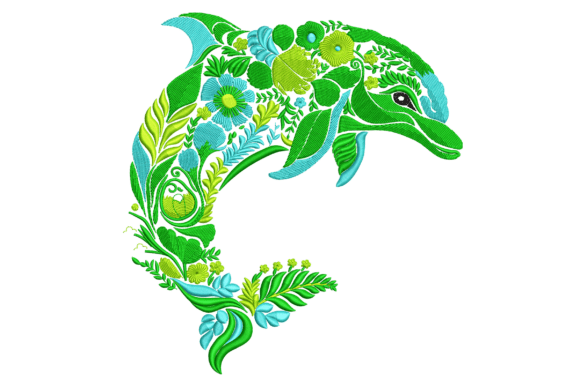 Floral Dolphin: A Whimsical Seasonal Embroidery Design