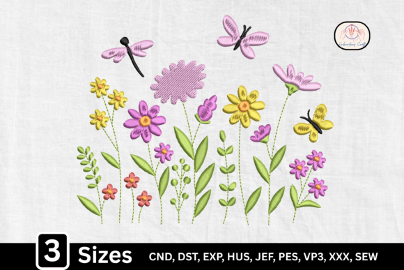 Floral Garden Dragonfly Wildflower