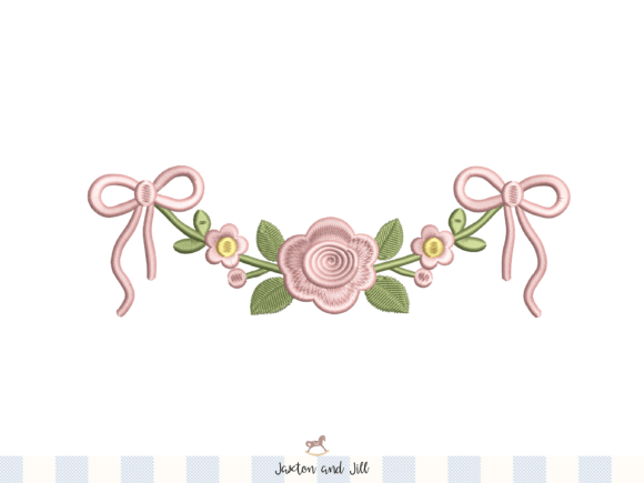 Floral Rose Bow Embroidery Border Design