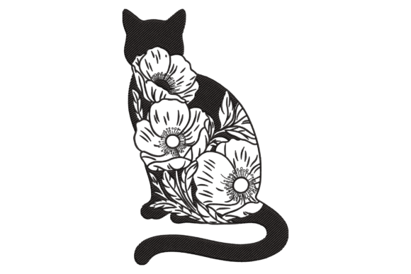 Floral Silhouette Cat
