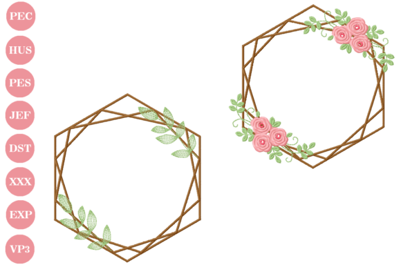 Geometric Floral Wreath Embroidery