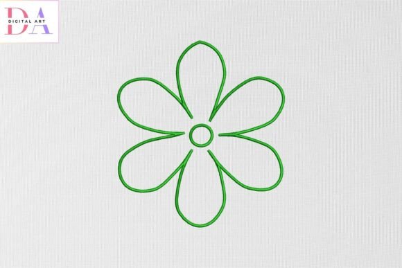 Green Outline Flower: Minimal, Memorable, Made to Stitch