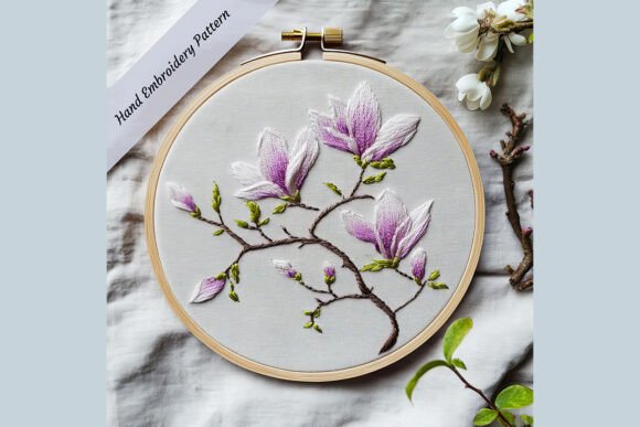 Magnolia Hand Embroidery Pattern 02