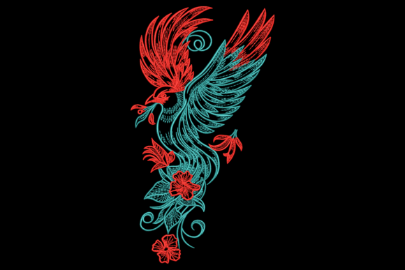Phoenix with Floral Accents