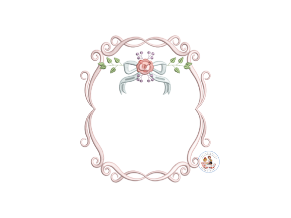 Rose Monogram Frame Machine Embroidery