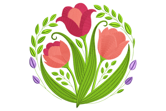 Vibrant Tulips: A Thoughtful Embroidery Design for Meaningful Gifts