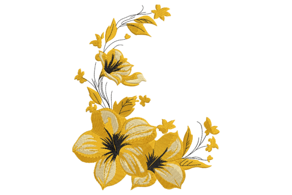 Yellow Floral Corner: A Charming Embroidery Design for Personalized Gifts